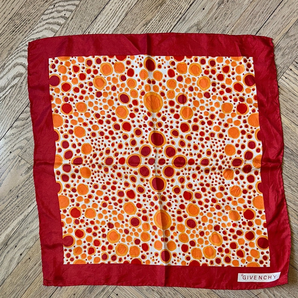 Givenchy Orange & White Silk Accent Scarf